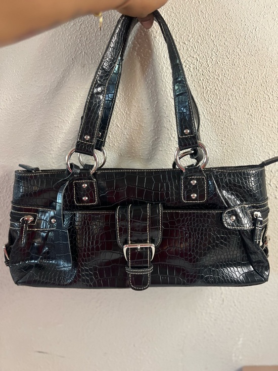 Worthington Handbags - Vintage Worthington black crocodile-embossed Rectangle purse tote bag Y2K